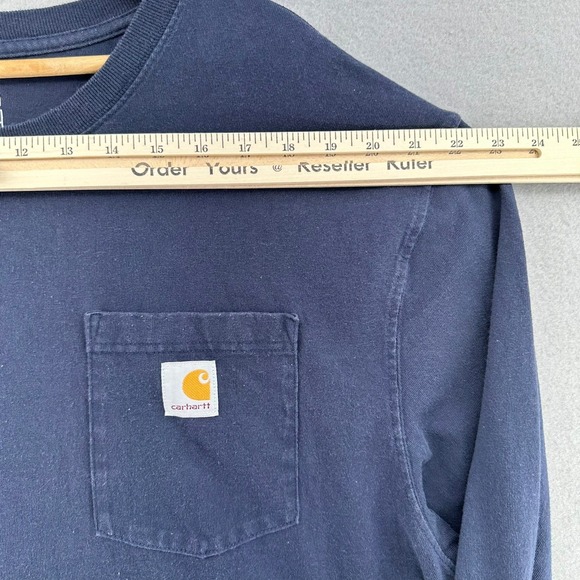 Carhartt Long Sleeve Pocket Shirt Navy Blue Mens XL Workwear Oversized Baggy - Picture 6 of 9